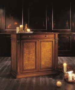 3502, Sideboard with 2 doors and one drawer, veneered in walnut and ash burl, for environments in classic style