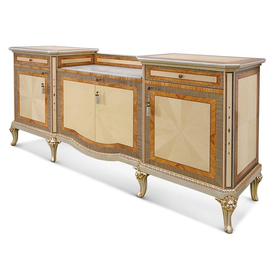 AGNES / sideboard, Inlaid and carved sideboard