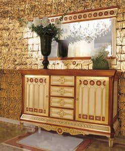 Art. 900, Classic furniture for living room, inlaid wood, 2 doors, 4 drawers