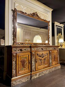 Art. 9000 sideboard Luigi XV, Luxurious sideboard with carvings and inlays