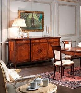 Art. 910 sideboard, Classic style sideboard, in walnut wood, for dining room