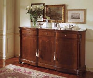 Canova sideboard, Sideboard with lateral curved doors, in classic style