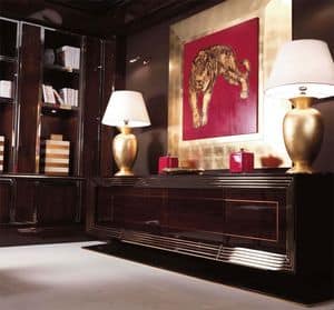 CR20.10, Sideboard with 4 doors in walnut inlaid with brass