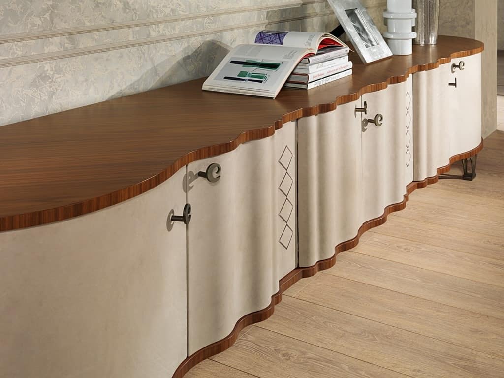CR56K Mistral sideboard, Leather-covered sideboard, in classic contemporary style