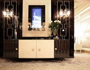 Credenza 100.90, Sideboard in ebony with 4 doors ideal for villas