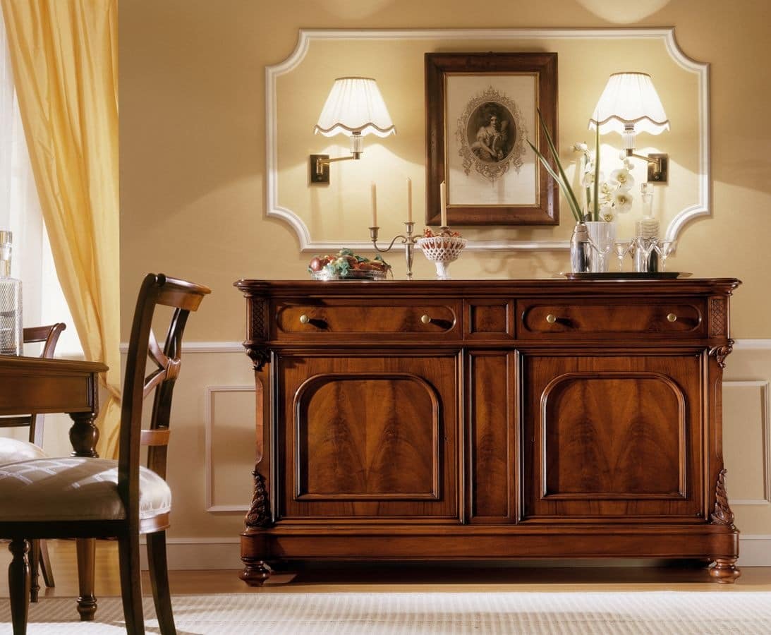 D'Este sideboard, Walnut sideboard with 2 doors and 2 drawers
