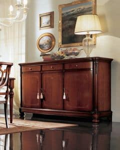 Gardenia sideboard, Sideboard with curved side doors, in classic style