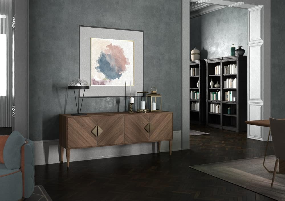 Intrigue sideboard, Contemporary classic sideboard, with 4 swing doors
