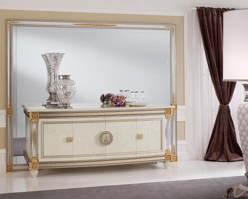 Liberty sideboard, Luxurious sideboard in classical style, made of wood decorated by hand, suitable for the decoration of entrances and dining rooms