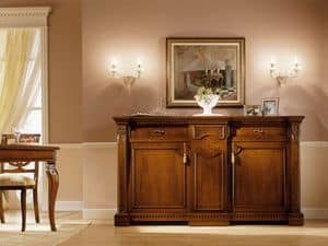 REGINA NOCE / Sideboard, Luxury classic sideboard in solid wood, for Living room