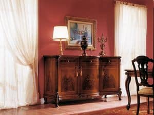 ROYAL NOCE / Sideboard with 3 doors, Sideboard with inlays in natural woods, for living rooms