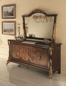 Sinfonia buffet, Classic sideboard in wood, top with granite insert