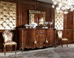 Vittoria Sideboard, Inlaid wooden sideboard, with 2 doors and 4 drawers