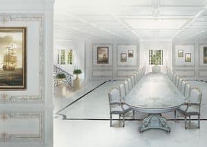 504 Boiserie, Woodwork painted white, for dining rooms in classic style