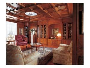 Boiserie Cambridge, Classic style paneling in wood, for living rooms