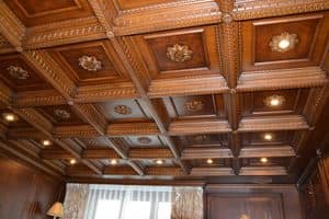 Wooden ceiling Luxor, Ceiling burl, walnut finish, for studios