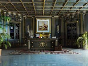 Boiserie Luxor, Luxury boiserie with coffered ceiling