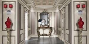 Boiserie with painted ceiling, Boiserie with wood panels, solid wood frames, for environments in classic luxury