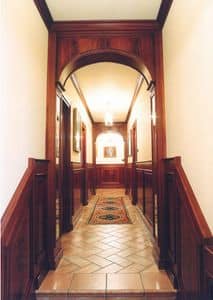 Corridor Boiserie, Mahogany boiserie for corridors, classic style