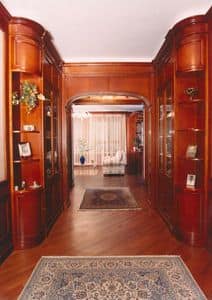 Entry Boiserie, Boiserie in cherry wood for hallway, classic style