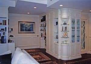 Living Room Boiserie, Boiserie with wood panels, with white lacquer finishings