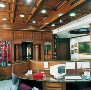 Office boiserie, Decorative paneling, with frames and fabrics, for hotel
