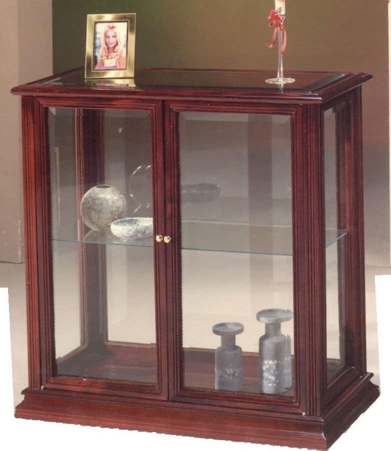 Glass Classic Style, Small Wooden Cabinet With Glass Doors