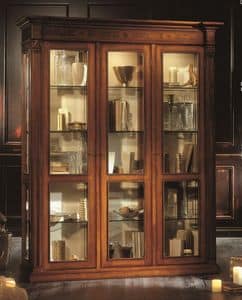 3508, 3 doors display cabinet, veneered in walnut and ash, for classic dining rooms
