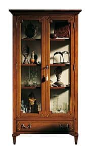 Antibes VS.6531, Display cabinet in walnut with 2 doors, for classic environments