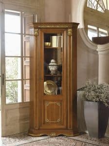 Art. 1724 Vivaldi, Corner display cabinet in classic style, with gold leaf decorations