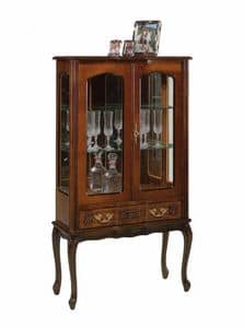 Art. 255 Provencal, Hand carved display cabinet with 2 doors and 1 drawer