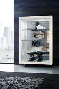 Diamante Art. 38.112, Display cabinet in walnut with feet in brushed steel