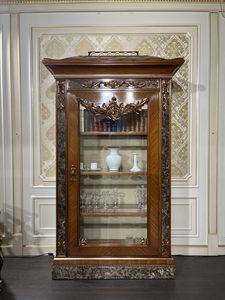 Art. 9000/01 1-door display cabinet Luigi XV, Classic style display cabinet, with marble and mother-of-pearl inserts