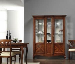Art. H08 DISPLAY CABINET, Display cabinet with 2 inlaid doors, classic luxury
