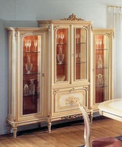 Art. L-788, Lacquered wooden Showcase with 4 doors and 1 fore central, for environments in classic style