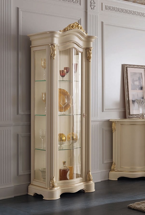 Brianza display cabinet 1 door full glass, Elegant classic display cabinet