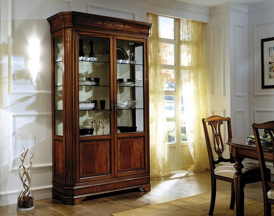 C 201, Classic display cabinet in mahogany, inlaid and veneered