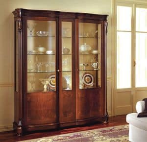 Canova glass unit, Classic display cabinet with side doors with curved glass