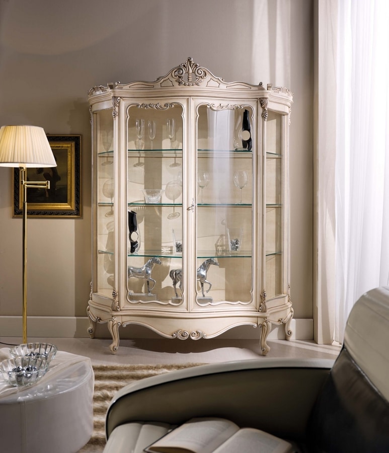 Chippendale display cabinet 2 doors lacquered, Classic style lacquered showcase
