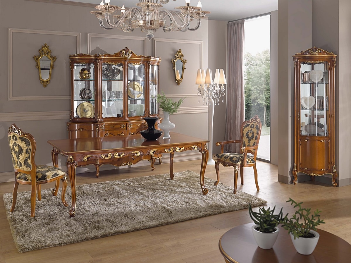 Chippendale glass cabinet 4 doors, Glass cabinet with decorative carvings