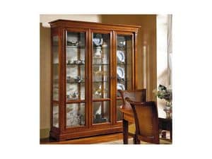 Classical showcase Adelaide, Showcase with 3 doors and glass shelves, classic style
