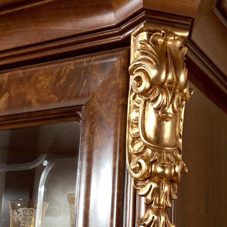 Donatello display cabinet with 2 doors, Elegante showcases, classic Italian design, for living room