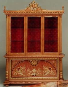 F500 Display cabinet, Classic style showcase, hand-carved wood