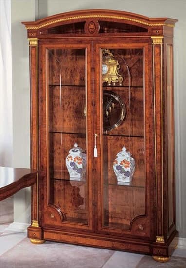 IMPERO / Display cabinet with 2 doors, Luxury display cabinet made of ash, classic style