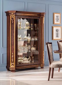Modigliani 2 doors display cabinet, Display cabinet with 2 doors, with gold leaf friezes