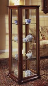 Oxford Art.536 Glass-case, Classic display cabinet with bevelled glass and wheels, in walnut
