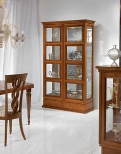 V478 Quadrotti display cabinet, Classic showcase for living room, two doors, for Stays
