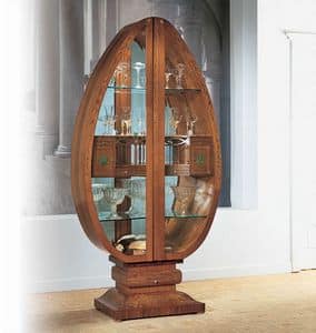 V548 Millennium display cabinet, Lit glass egg-shaped display cabinet, classical style