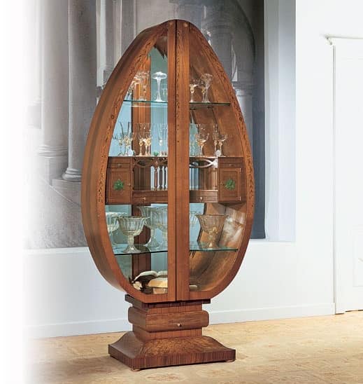V548 Millennium display cabinet, Lit glass egg-shaped display cabinet, classical style