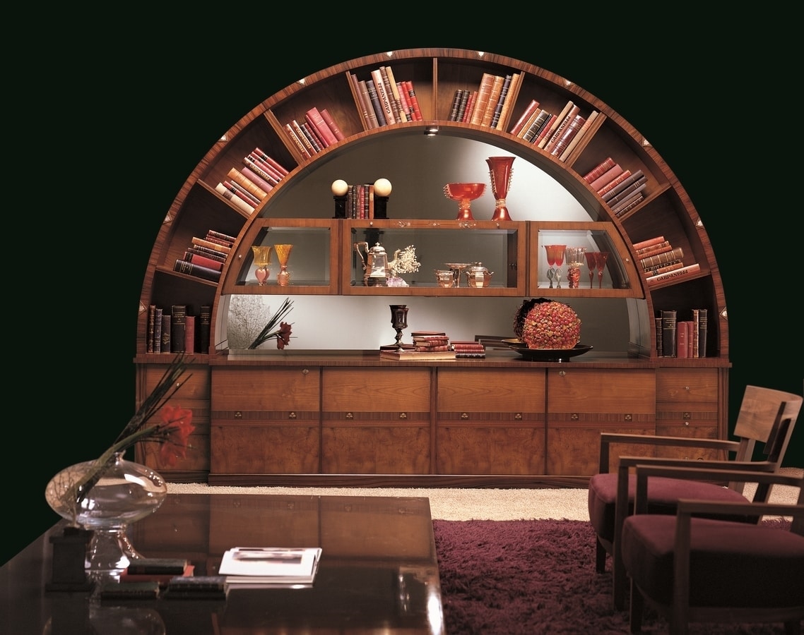 Library Display Cabinet Classic Inlaid Arch Shaped Idfdesign